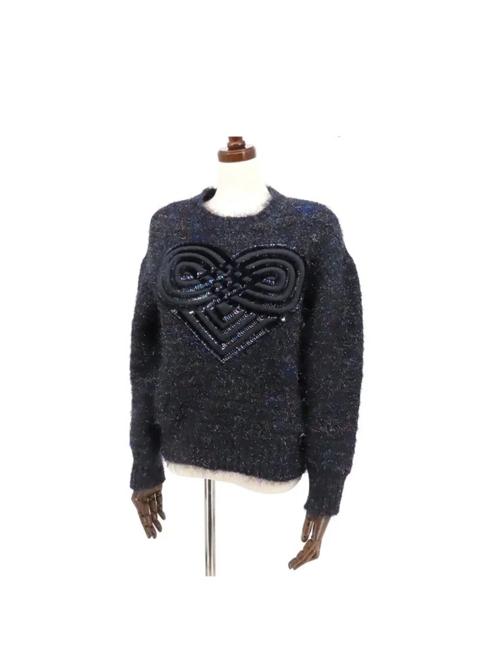 Chanel Coco Buttons Amethyst Cashmere Nylon Karl Lagerfeld 12K Sweater 34